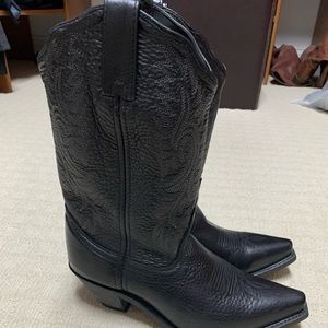 Black Leather cowboy boots